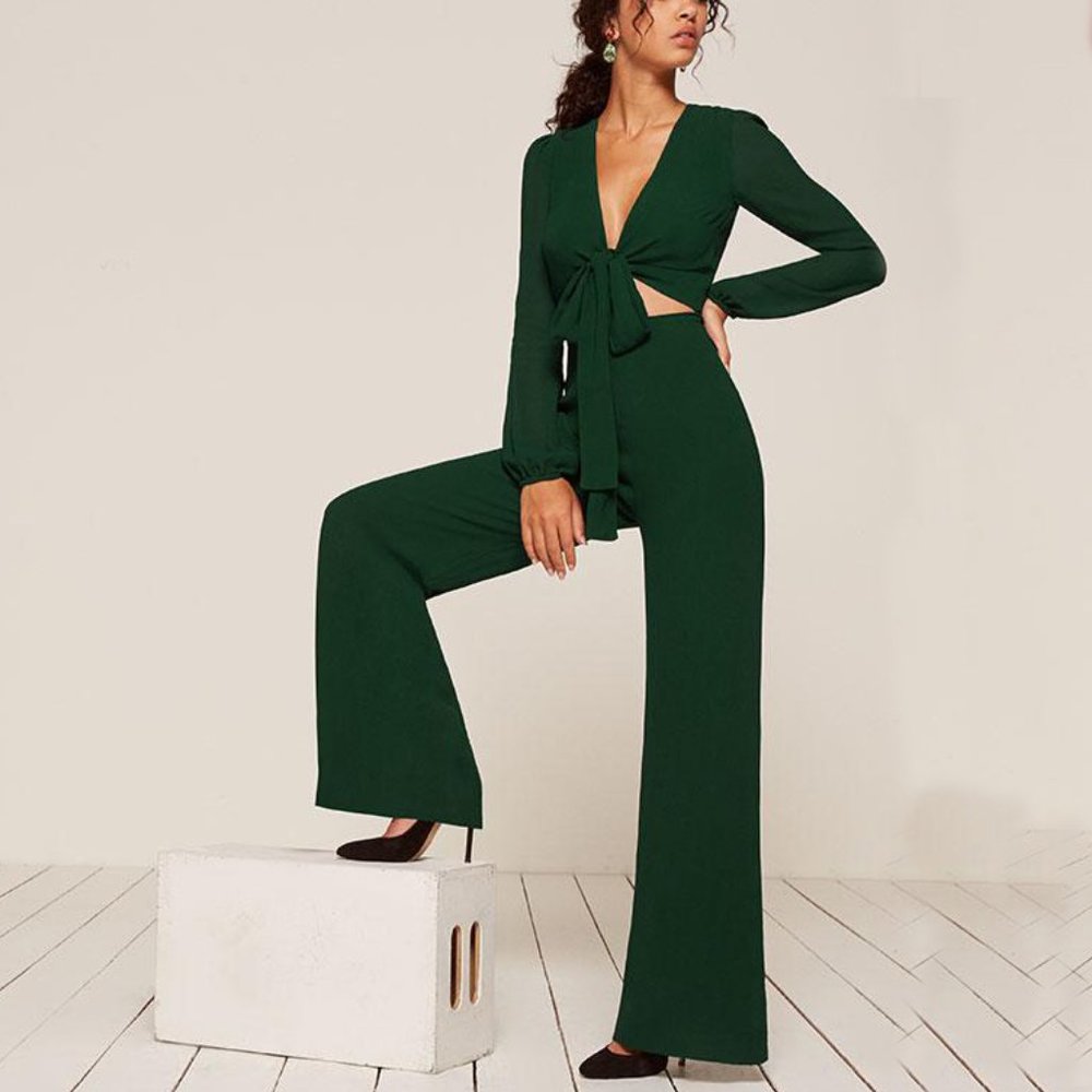 Reformation Primrose Jumpsuit - Emerald Green - 2